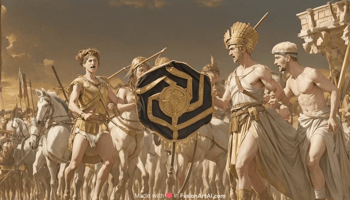 roman imperial war scene, renaissance era
