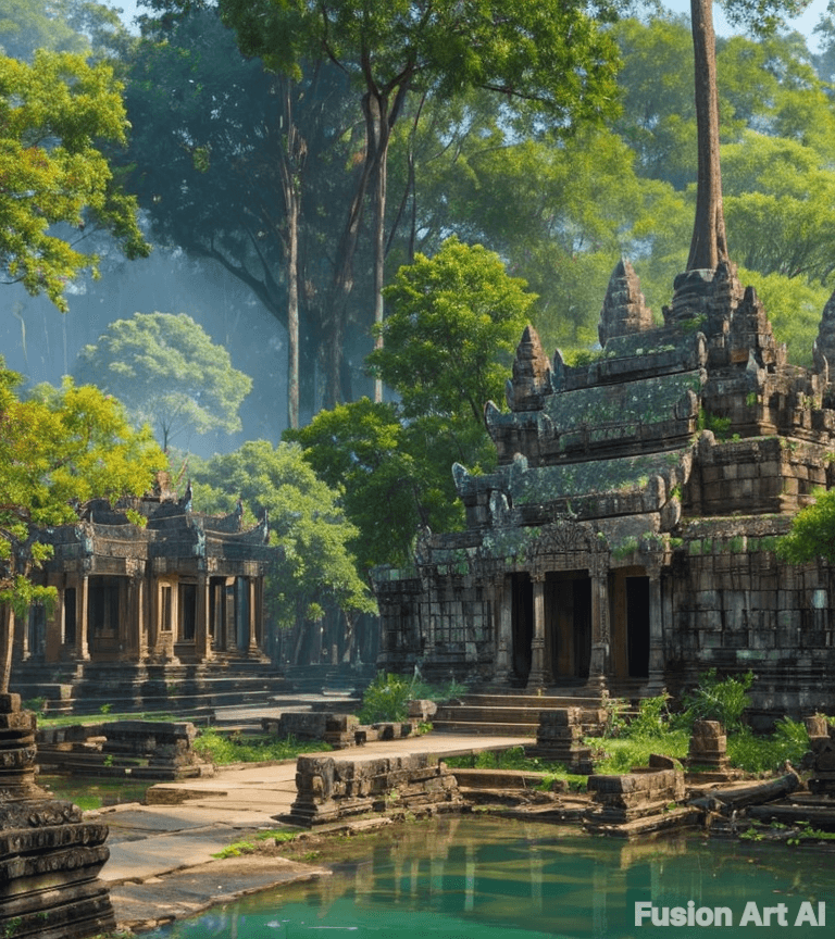 a beautiful Atlantis City and forest in Cambodia temple