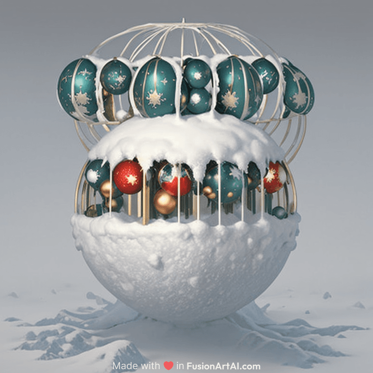 Christmas balls on a white background, by zdzislaw beksinski, by dariusz zaw lesbian, gothic, surrealism, cold hue's, warm tone gradient background, concept art, beautiful composition
