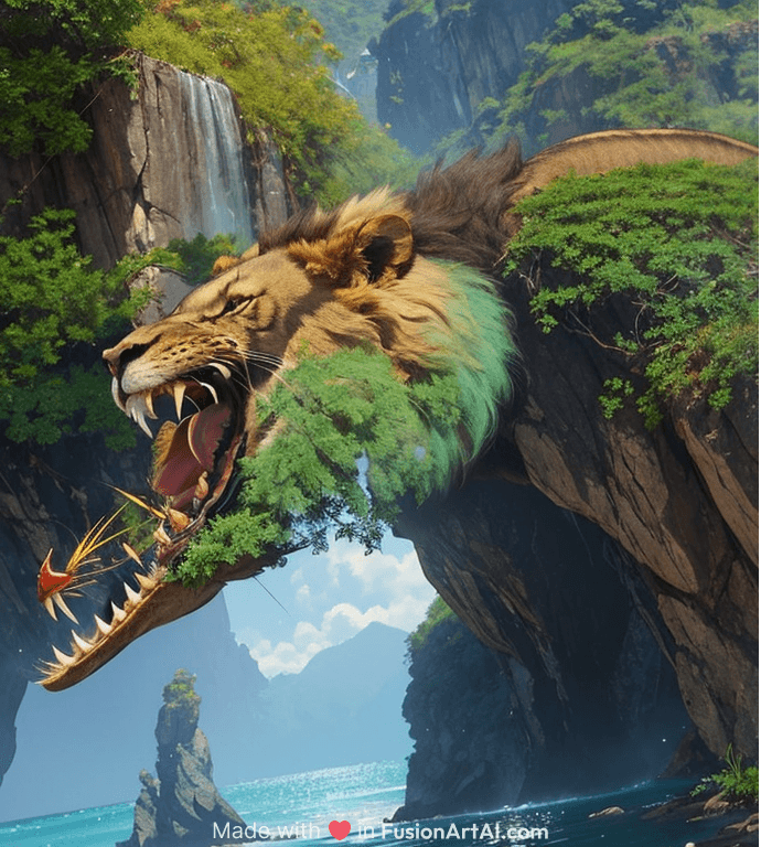 the legendary island sized lion snake, made by Stanley Artgerm Lau, WLOP, Rossdraws, ArtStation, CGSociety, concept art, cgsociety, octane render, trending on artstation, artstationHD, artstationHQ, unreal engine, 4k, 8k,