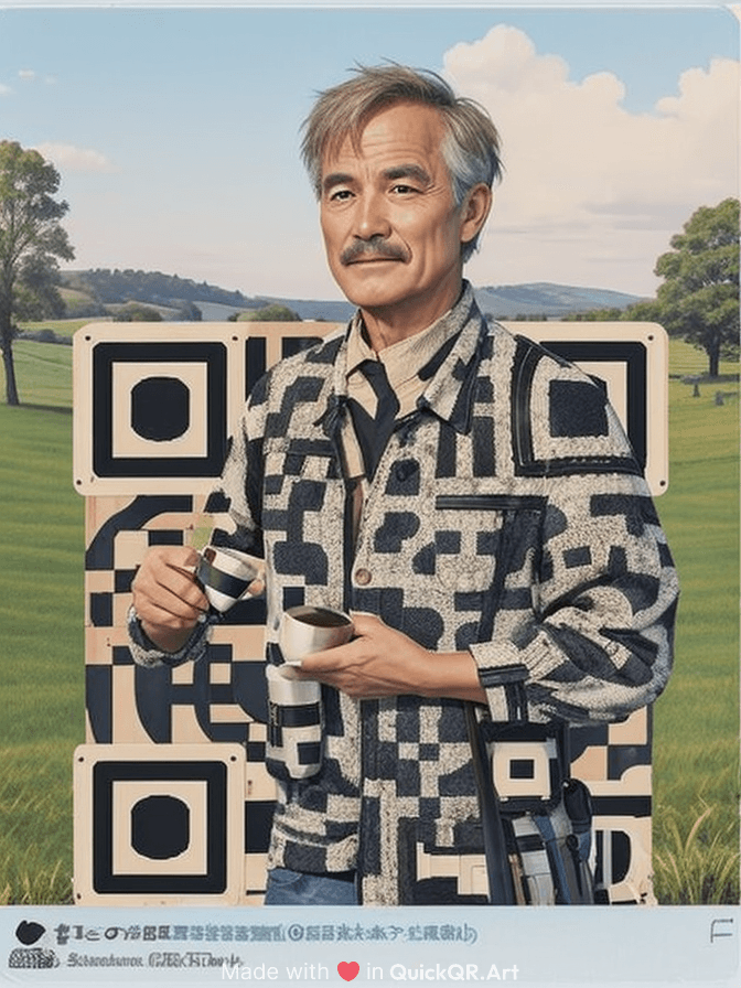 middle-age
,1 man, drinking tea, , countryside style, qr_pattern rd2