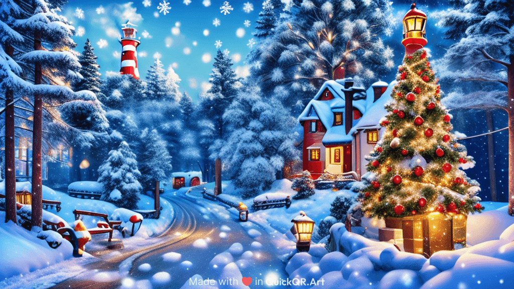 Christmas tree, Snow road, Light house Mario, Princess Tangled,