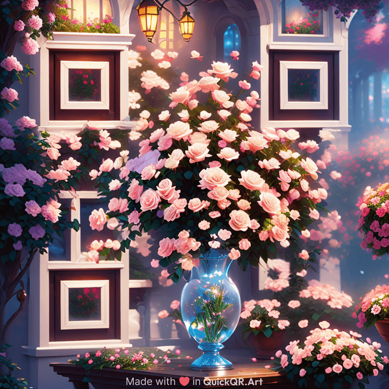 A beautiful bouquet full of beautiful roses in a mesmerizing vase garden, by Thomas Kinkade, by Artgerm, by beeple, volumetric lighting, octane render, 4K resolution, trending on artstation
