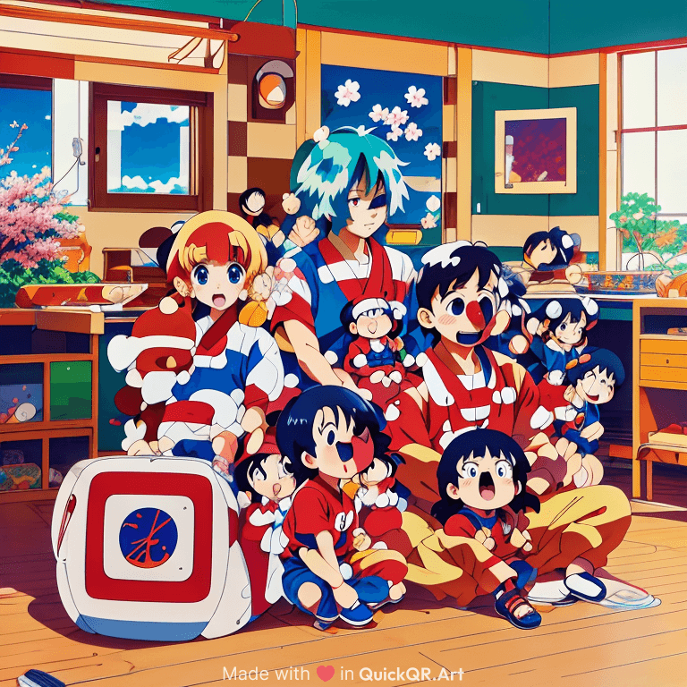 Shinchan with his family shiro hiroshi mitsy and aichan 