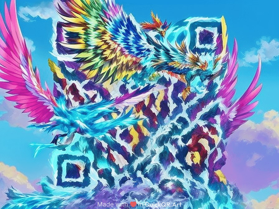 A large phoenix in the middle of the waterfall