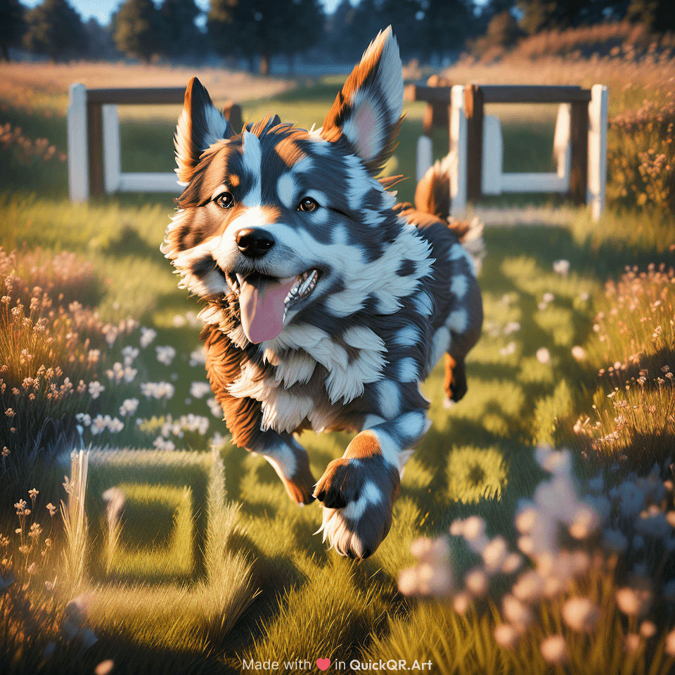  dog running across a meadow
