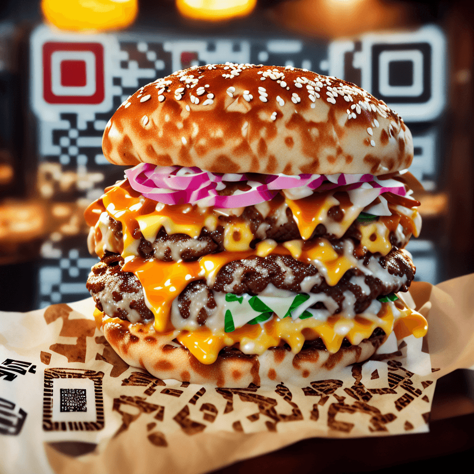 QR Code in a burger format, Creamy with cheese. 