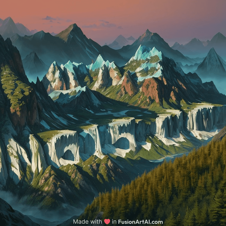 an alien world landscape mountains Forest, art station, landscape, concept art, illustration, highly detailed artwork cinematic, hyper realistic painting